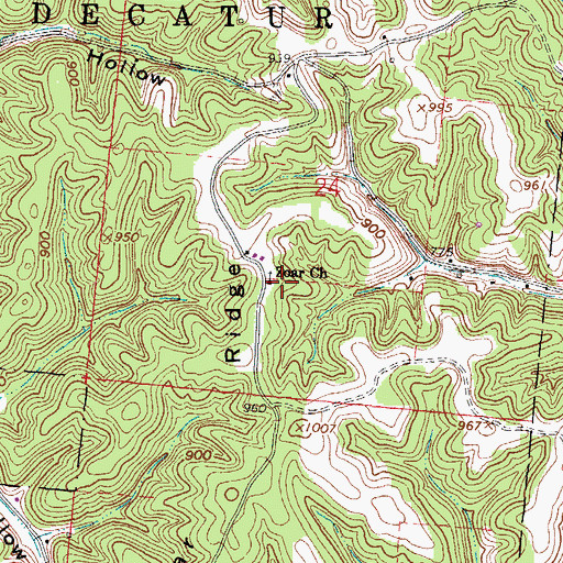 Topographic Map of Zoar Church, OH