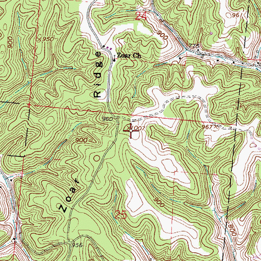 Topographic Map of Zoar Ridge, OH
