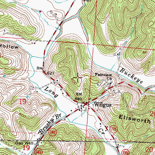 Topographic Map of Buckeye Creek, OH