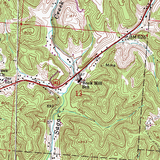 Topographic Map of Rock Hill School, OH