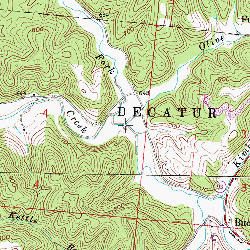 Topographic Map of Olive Creek, OH