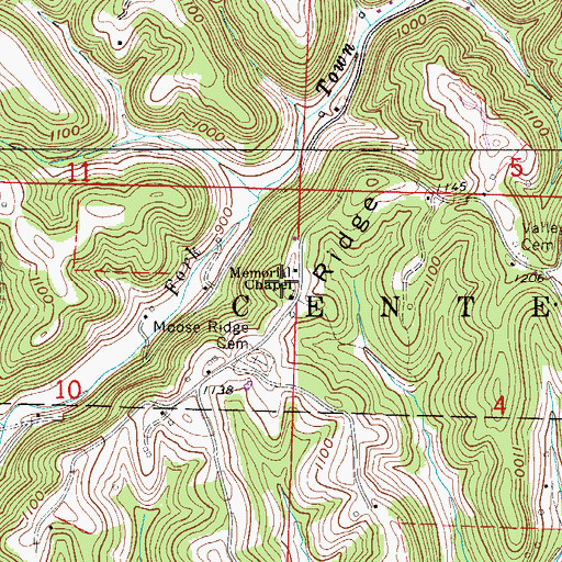 Topographic Map of Memorial Chapel, OH