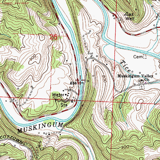 Topographic Map of Rinard Covered Bridge, OH