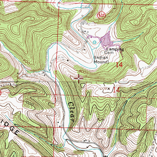 Topographic Map of Lamping Trail, OH