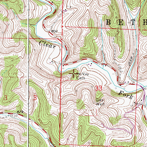 Topographic Map of McVay Cemetery, OH