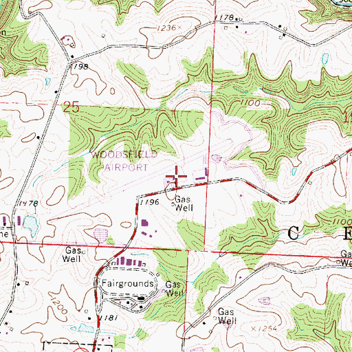 Topographic Map of Monroe County Airport, OH