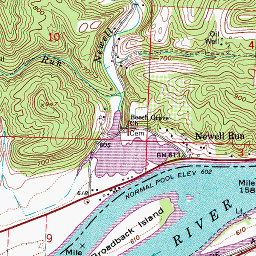 Topographic Map of Beech Grove United Brethren Church, OH