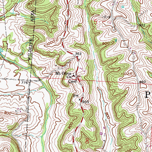 Topographic Map of Mount Olive Church, OH