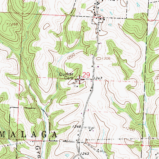 Topographic Map of Quaker Cemetery, OH
