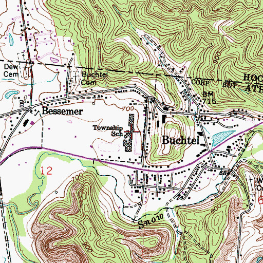 Topographic Map of York Township School, OH