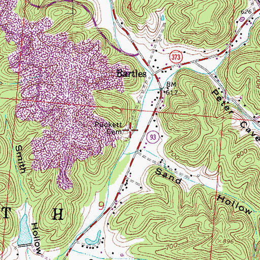 Topographic Map of Puckett Cemetery, OH