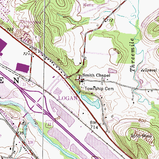 Topographic Map of Green Township Cemetery, OH
