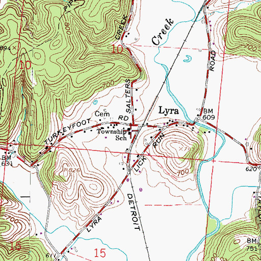 Topographic Map of Vernon Township School, OH