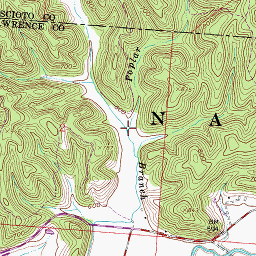 Topographic Map of Poplar Fork, OH