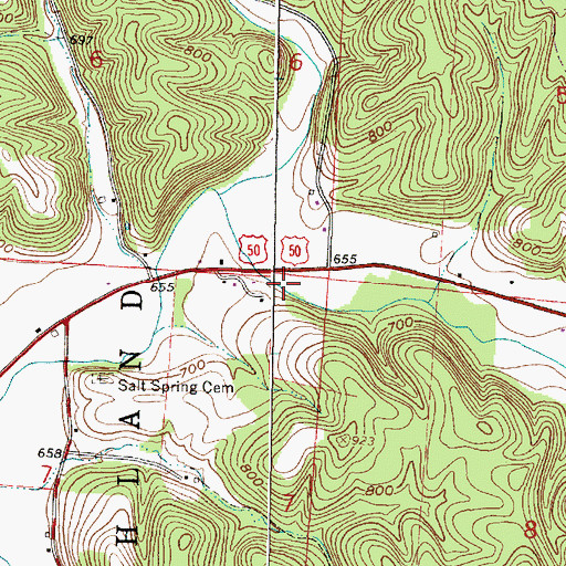 Topographic Map of Middle Fork Salt Creek, OH
