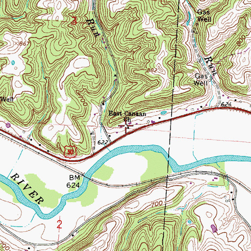 Topographic Map of East Canaan Church, OH