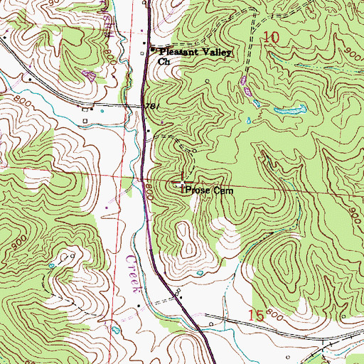 Topographic Map of Prose Cemetery, OH