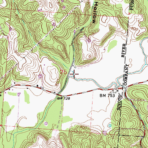 Topographic Map of Mitchell Hollow, OH