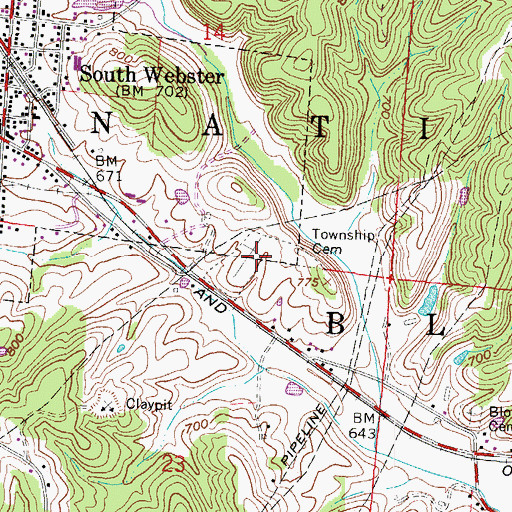 Topographic Map of Bloom Township Cemetery, OH