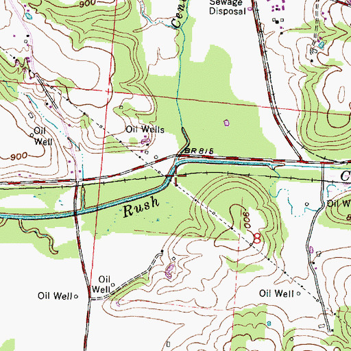 Topographic Map of Center Branch Rush Creek, OH