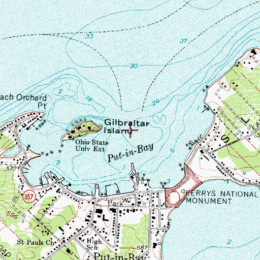 Topographic Map of Put-in-Bay, OH