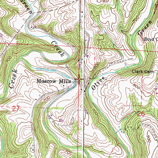 Topographic Map of Moscow Mills, OH