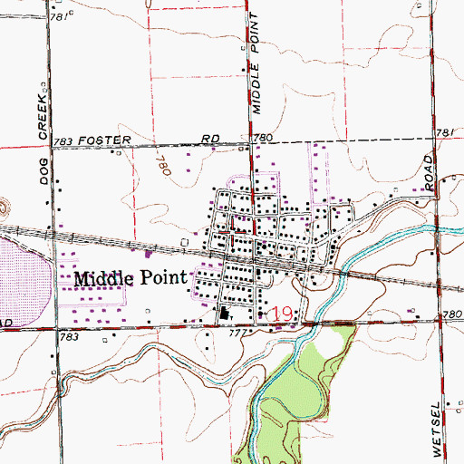 Topographic Map of Middle Point, OH