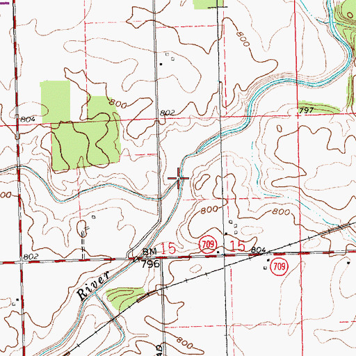 Topographic Map of Long Prairie Creek, OH