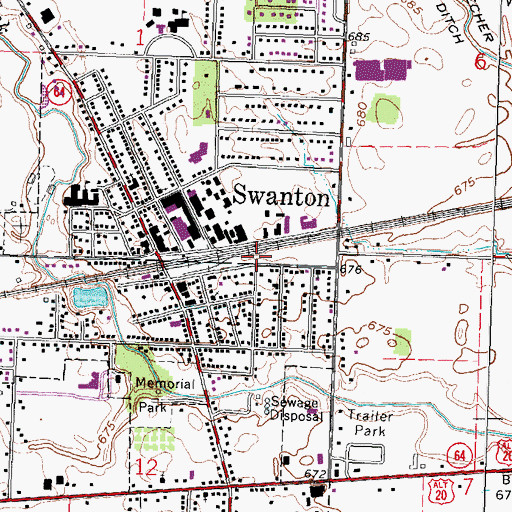 Topographic Map of Swanton Public Library, OH