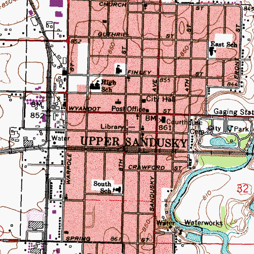 Topographic Map of Upper Sandusky Community Library, OH