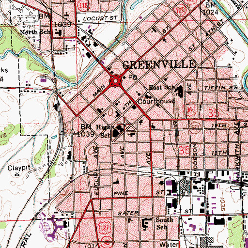 Topographic Map of Greenville Public Library, OH
