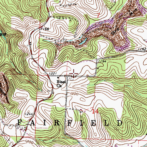 Topographic Map of Bissels School (historical), OH