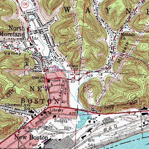 Topographic Map of New Boston Stadium, OH