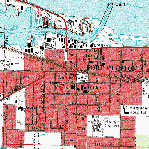 Topographic Map of Ida Rupp Public Library, OH