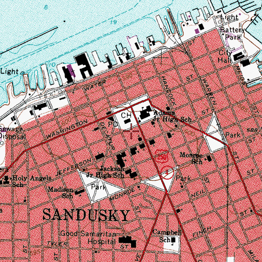 Topographic Map of Sandusky Library, OH