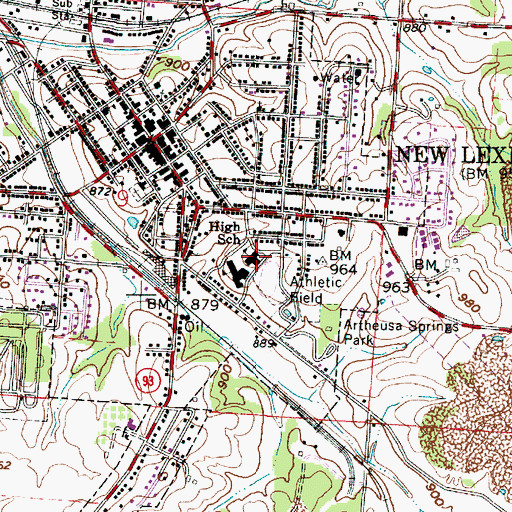 Topographic Map of New Lexington Middle School, OH