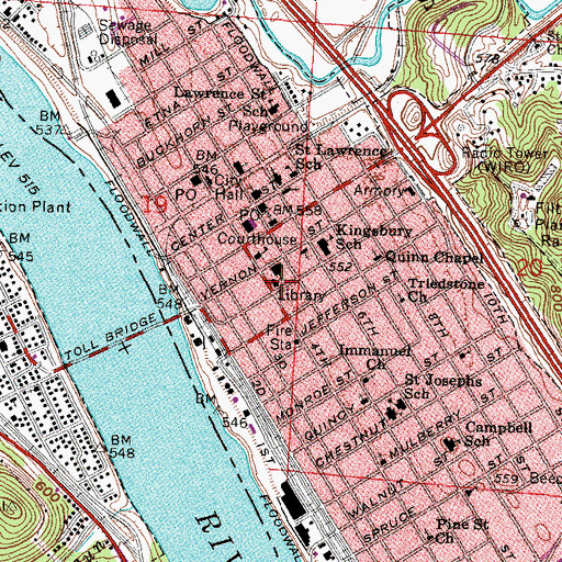 Topographic Map of Briggs-Lawrence County Public Library, OH