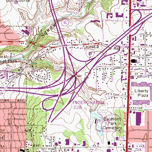 Topographic Map of Interchange 228, OH