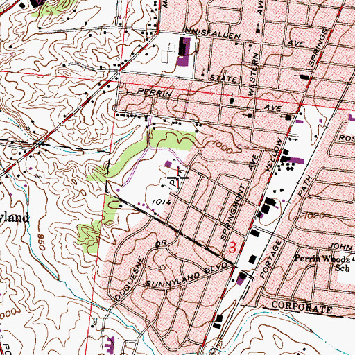 Topographic Map of Rose Street Park, OH