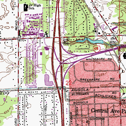 Topographic Map of Interchange 14, OH