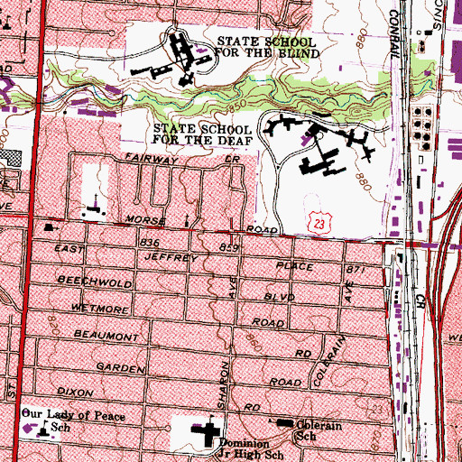 Topographic Map of Holy Cross Lutheran Church for the Deaf, OH