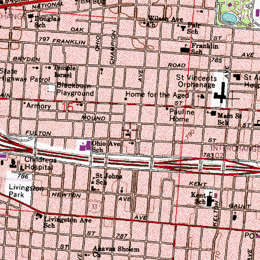 Topographic Map of Macedonia Baptist Church, OH