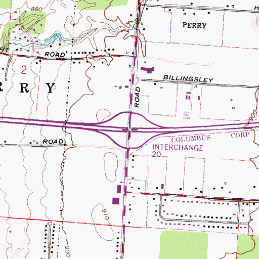 Topographic Map of Interchange 20, OH