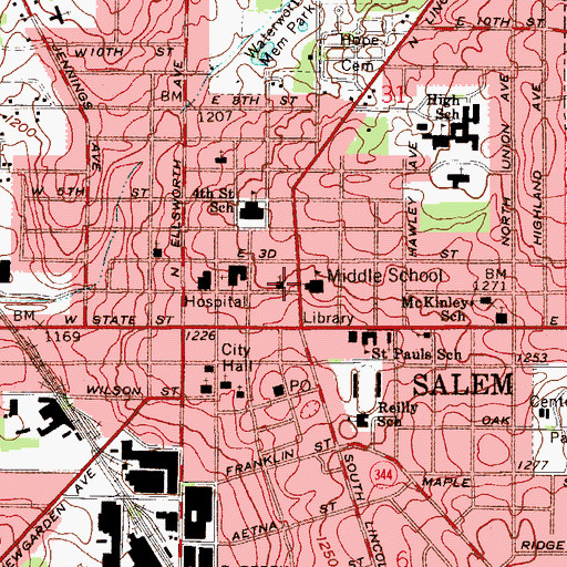Topographic Map of Believers Christian Fellowship Church, OH