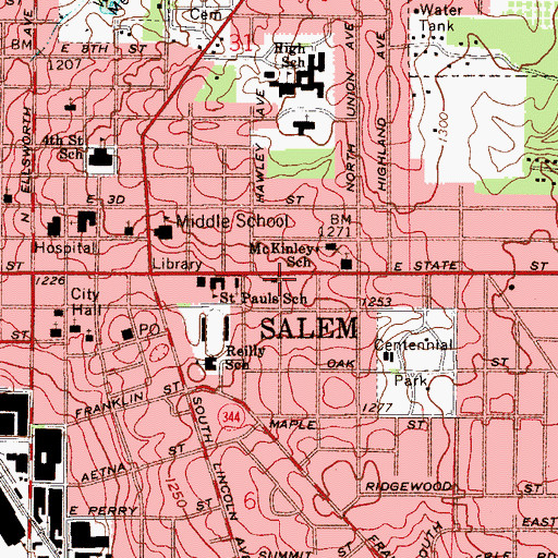Topographic Map of Holy Trinity Lutheran Church, OH