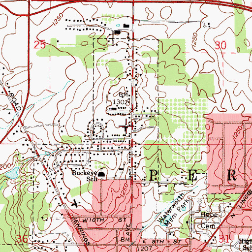 Topographic Map of Salem Church of the Nazarene, OH