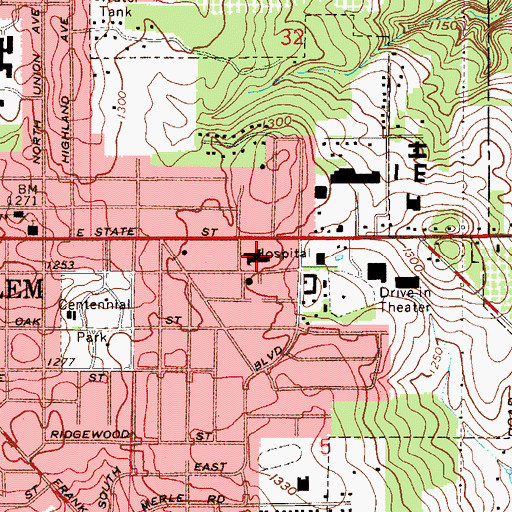 Topographic Map of Salem Community Hospital, OH