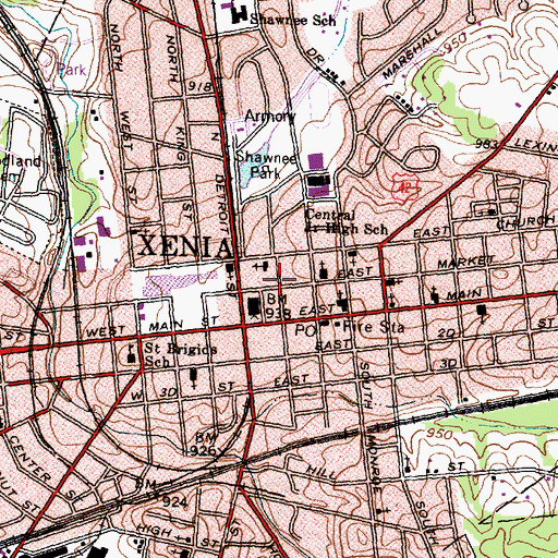 Topographic Map of Greene County District Library, OH