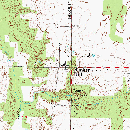Topographic Map of Bunker Hill United Methodist Church, OH