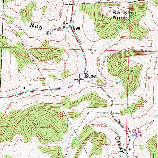 Topographic Map of Ethel, OH